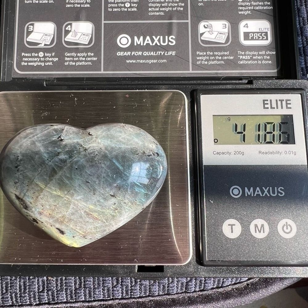 Rainbow Flash Labradorite‎ Heart Palm Stone Healing Crystal Carving Gem - Picture 11 of 11